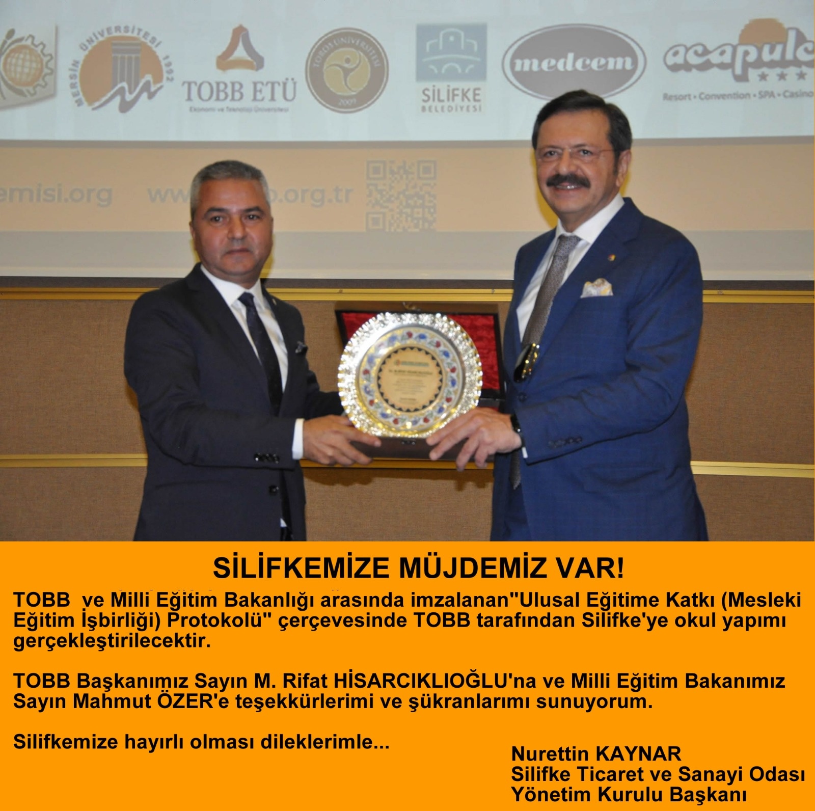 SİLİFKEMİZE MÜJDEMİZ VAR